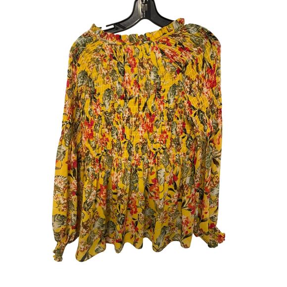 Rose & Olive Floral Boho Sheer Long Sleeve Stretchy Western Blouse XL Cowgirl - Picture 1 of 4